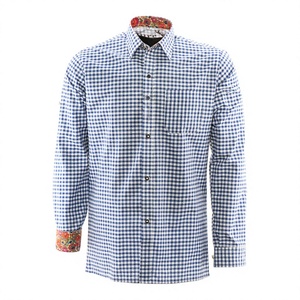 Chemise décontractée élégante pour homme à manches longues, 100 % coton, à carreaux, coupe ajustée, style bavarois, la plus vendue - Product Image 1