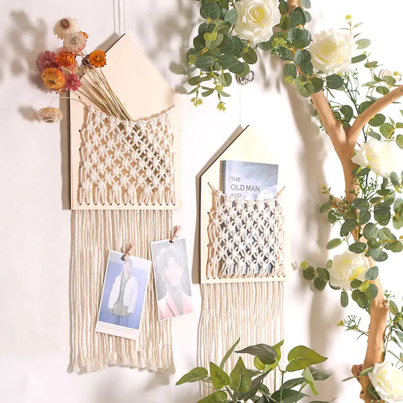 HY7589 Bohemian creative doorplate home decoration flower net bag tassel woven Pendant