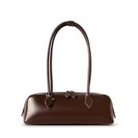 Sac à bandoulière en cuir véritable pour femmes, poignée unique, forme tube longue, style vintage, utilisation toutes saisons, fermeture à glissière