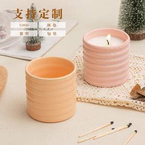 Vaso cilíndrico de cerámica para velas, vacío, hecho a mano, contenedor de aromaterapia para regalo o uso comercial DF2912 - Product Image 1