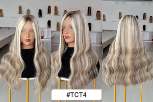 วิกผมสีไฮไลท์แบบลอนสไตล์รัสเซีย ผลิตจากผมแท้  งานแฮนด์เมด  ฐานลูกไม้  วิกทางการแพทย์  เส้นผมดูเป็นธรรมชาติ สำหรับผู้ป่วยโรคผมร่วง - Product Image 6