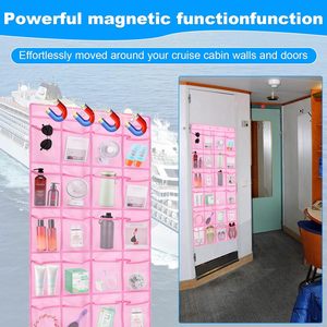 Over The Door Organizer 24 Pocket Pink Nylon <b>Storage</b> Rack For <b>Shoes</b> And Bathroom Essentials Behind Doors On Walls Hook Type - Product Image 3