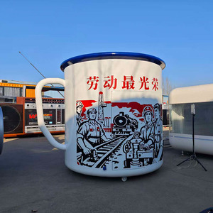 Carrito de Comida Móvil con Forma de Taza de Té <span class=keywords><strong>Gigante</strong></span>, Construcción de Acero Galvanizado y Aluminio para Venta de Café y Bocadillos - Product Image 5