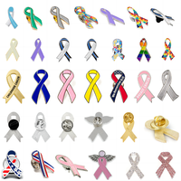 Vente directe d'usine de broches de ruban colorées en forme de coeur Badges de sensibilisation au cancer vêtements cartable et accessoires