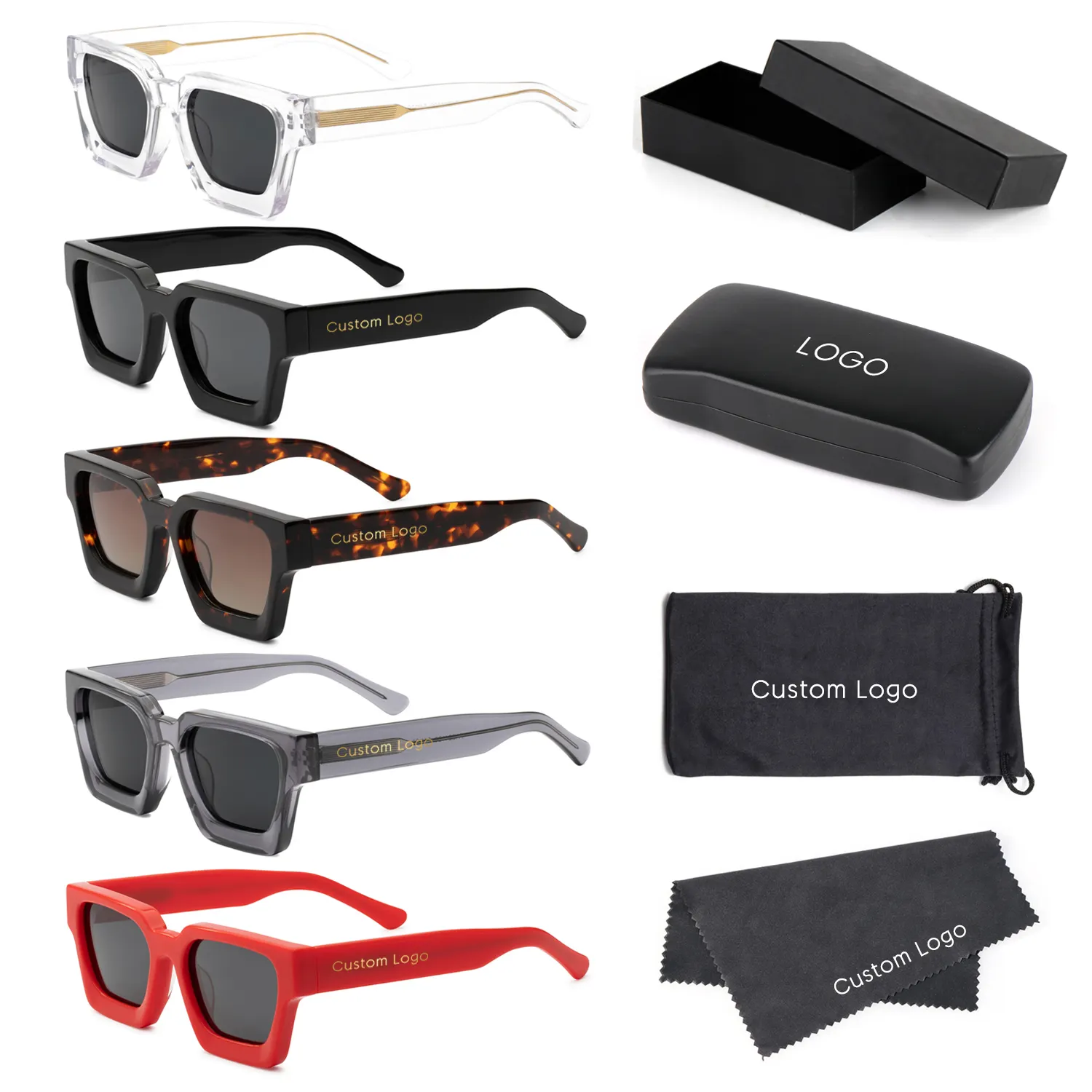 2024 Высокое качество итальянский дизайн gafas de sol polarizadas индивидуальный логотип винтажные толстые квадратные ацетатные поляризационные солнцезащитные очки для мужчин
