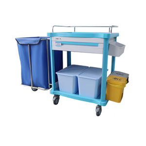 Carrito de Enfermería de Acero Inoxidable Médico con Cesta de Almacenamiento Cuadrada Reforzada, Carrito de Limpieza de Ropa para Hospital, Gestión 6S - Product Image 1