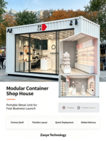 Conteneur maritime modifié de 20 pieds, bar, kiosque, café, restaurant, cuisine mobile, design moderne, respirant