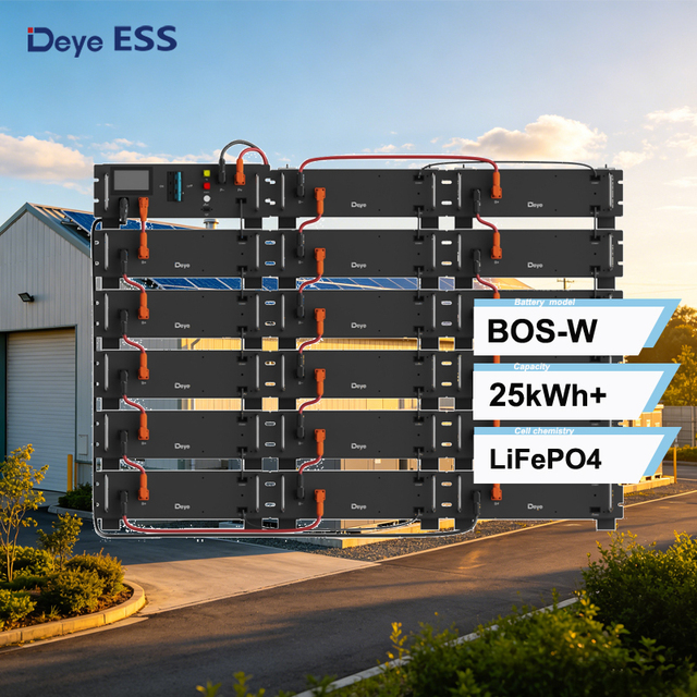 Deye BOS-W CE 51.2V 100Ah LiFePO4 Battery Base Module Expandable 25kWh to 80kWh for Plant Energy Storage