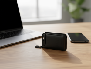 Portacarte a fisarmonica da uomo Jd da 7 pollici in pelle PU con chiusura a cerniera per carte - Product Image 2