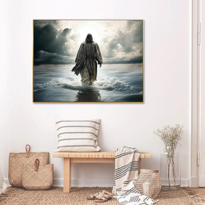 Décoration intérieure religieuse moderne Téléchargement numérique de Jésus-Christ marchant sur l'eau Portrait Impression d'<span class=keywords><strong>art</strong></span> chrétien sur toile - Product Image 6