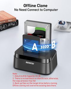 Docking Station BENFEI per Hard Disk con Funzione di Clonazione Offline UASP, Dock USB C a Doppio Alloggiamento per HDD/SSD da 2.5/3.5 Pollici - Product Image 3