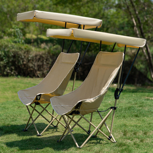 Chaise de camping et de plage portable, pliable, légère, surdimensionnée, facile à ouvrir, avec parasol, pour activités de plein air et pêche - Product Image 1