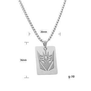 Collier pendentif en acier inoxydable pour homme, design géométrique en forme de bouclier, motif irrégulier, bijoux tendance, chaîne incluse 3,0*60 cm - Product Image 3