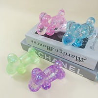 Jouet anti-stress pour employé de bureau, chien ballon en TPR à rebond lent, avec paillettes colorées, à presser pour contrôler la force de pression