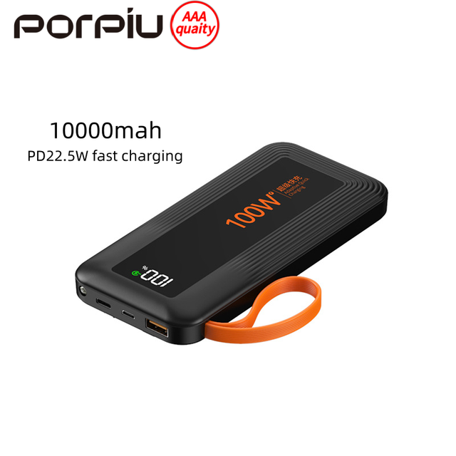 2026 Bestseller 22.5W Super Fast Charging Large Capacity Li-Polymer Battery Ultra Slim LED Display Cable Portable Power Bank