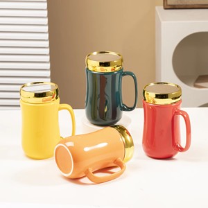 Creative Ceramic <b>Mug</b> Mirror Surface <b>Mug</b> with Lid Office <b>Large</b> Capacity Ceramic Water Cup Couple Coffee Milk Cup - Product Image 4