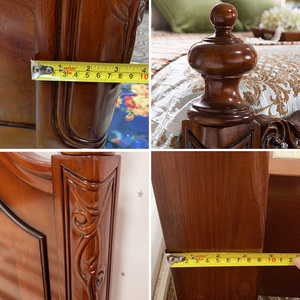 Tùy Chỉnh Cổ Điển Mỹ Phong Cách La Mã Cột Khắc Gỗ Rắn Giường 1.5/1.8 Mét Đồ Nội Thất Phòng Ngủ Giường Với Bàn Cạnh Giường Ngủ - Product Image 6