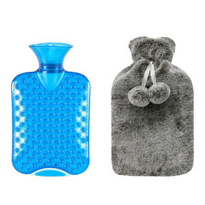 Bolsa de Agua Caliente de PVC con Funda de Felpa con Bolitas, Botella de Agua Caliente Convexa para Calentar las Manos - Product Image 2