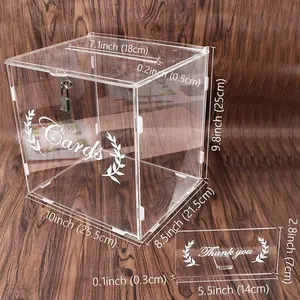 Custom Wedding Card Storage Box Personalized Clear Acrylic Wishing Well Box With Lock Money Boxes For Wedding Reception