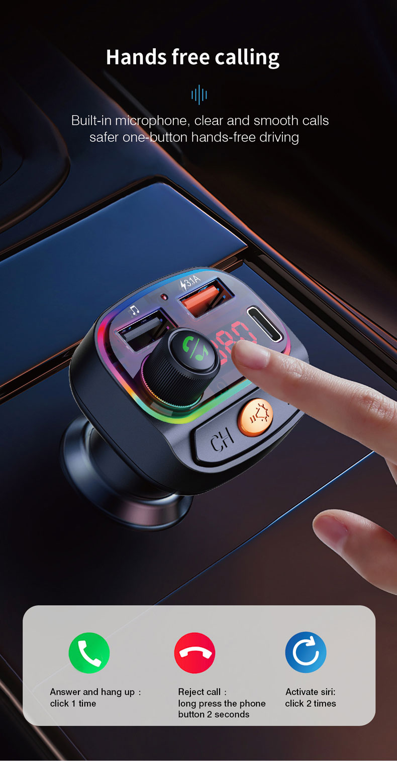 hands free calling of Best Bluetooth FM Transmitter