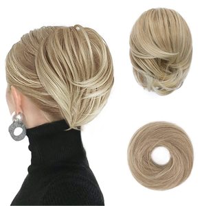 Extensions de queue de cheval synthétiques lisses BARSDAR Blond <span class=keywords><strong>Cendré</strong></span> <span class=keywords><strong>Clair</strong></span>/Blond Platine, entièrement courtes, pour chignon ou queue de cheval - Product Image 1