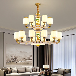Chinese Style Jade Chandelier With Enamel Painting Multi Head Led <b>Light</b> For Living Room Bedroom Study Villa Home Decor - Product Image 2