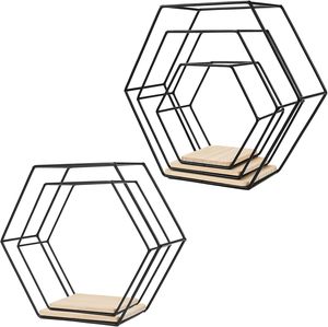 Estantes Metálicos Decorativos Art Deco para Colgar en la Pared, Estantes Hexagonales para Decoración de Sala de Estar y Baño, Estantes de Almacenamiento - Product Image 2