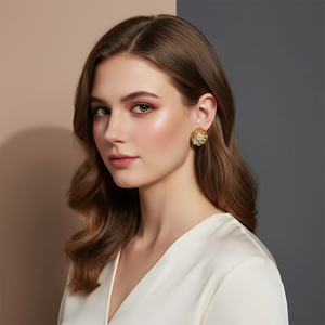 Elegant <strong>Daisy</strong> Shaped Yellow GoldStud Earrings for Women Cute Party Trend <strong>Jewelry</strong> Made of Brass - Product Image 3