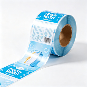 Rouleau d'autocollants laminés imprimés sur mesure, étiquettes d'emballage découpées, autocollants adhésifs bleus et blancs pour emballages de détail - Product Image 5