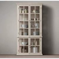 Armoire moderne en bois massif avec porte vitrée, rangement durable