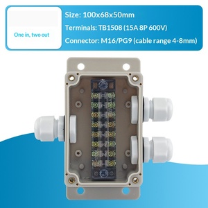 100x68x50mm <b>Waterproof</b> Junction <b>Box</b> One-in-two-out 15A Terminal Block PG9 Cable Gland Enclosure Terminal <b>box</b> - Product Image 2