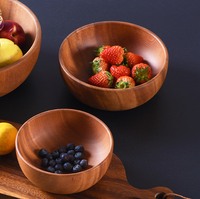 Saladier en céramique et bois d'acacia personnalisé Bol à fruits surdimensionné au design moderne pour les ustensiles de cuisine et la restauration pour le camping