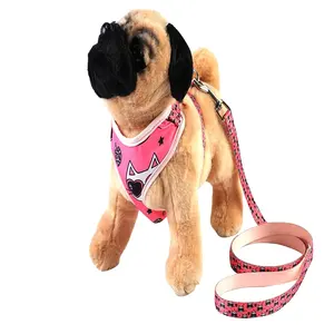 Laisse de collier de harnais pour chien avec boucle en plastique Vente en gros Personnalisé Super Confort Respirant Réglable Nylon souple