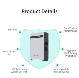 แบตเตอรี่ลิเธียมไอออน Zwayn Solar 48V 200Ah Powerwall 6000 รอบการใช้งาน 95% Power Wall 10kWh แบตเตอรี่ติดผนัง - Product Image 3