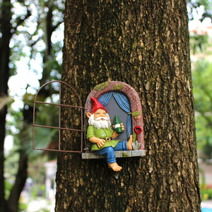 Vendita calda bere birra gnomo e celebrazione nana 1 pz giardino musicale gnomo finestra albero decor Set per decorazioni da giardino in miniatura fata - Product Image 5