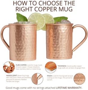 Melange 16 Oz Cuivre Classique <span class=keywords><strong>Mug</strong></span> pour Mules <span class=keywords><strong>de</strong></span> Moscou, <span class=keywords><strong>Lot</strong></span> <span class=keywords><strong>de</strong></span> 4 avec Un Verre à Liqueur - Product Image 4