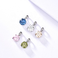 GP64 Pendentif classique de luxe en argent sterling 925 avec pierre de naissance magique d'été et zircons cubiques, breloque pour femme, bijoux raffinés