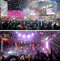 Carta effetto palcoscenico dmx launcher blower confetti machine 8/15 m rainbow jet carta macchina per feste