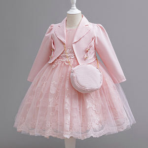 Gaun Pesta Ulang Tahun Setelan Bunga Gaun Putri Bayi Perempuan Pakaian Anak Perempuan Gaun Anak Perempuan dengan Mantel yang Serasi - Product Image 4