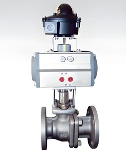 Nuzhuo DN15-350 WCB Pneumatic Single Acting Cut Off Ball Valve Stainless Steel with Positioner Actuator Media Industry