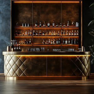 طاولة بار فاخرة فاخرة من HUALIN للبار والبار والفندق ، طاولة بار معدنية فاخرة من الحجر المتكلس والرخام - Product Image 3