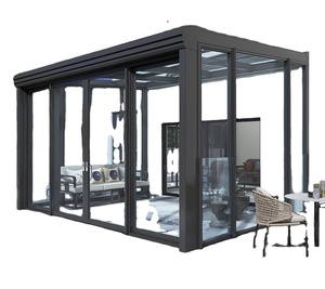 Sunroom esmaltado doble derecho libre <span class=keywords><strong>al</strong></span> aire libre de la casa de cristal de aluminio con la <span class=keywords><strong>puerta</strong></span> deslizante - Product Image 1