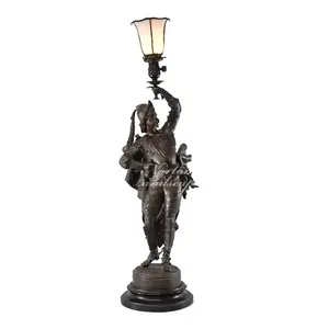 Moderne dekoration antike bronze statue lampen messing bronze solider statue lampe für verkauf NTBS-270Y