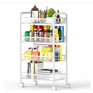 Carrello portaoggetti con ruote, cestini in filo metallico, organizer da ufficio, accessori da cucina in ferro - Product Image 5