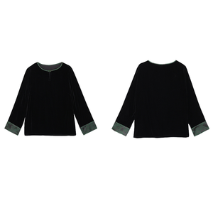 Blusa de Seda Estilo Chino Vintage de Verano con Estampado, Cuello Redondo, Manga Tres Cuartos, Diseño Antiarrugas y Ecológico - Product Image 1