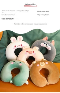 Oreiller de voyage en mousse à mémoire de forme en forme de U avec motif de dessin animé, en velours cristal, portable pour les siestes en <span class=keywords><strong>avion</strong></span> et en voiture - Product Image 6