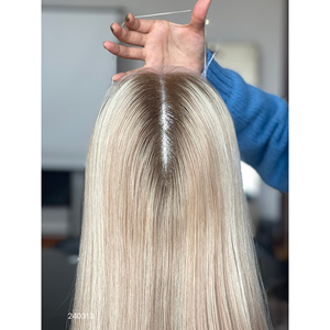 High Quality 16-Inch European Virgin Human Hair for Lace Front <b>Wig</b> Free Part Blonde Colors SHY Mini Topper for White Women - Product Image 3