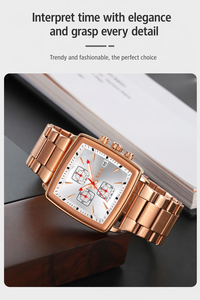 <span class=keywords><strong>Reloj</strong></span> <span class=keywords><strong>de</strong></span> Cuarzo Cuadrado VVS para Hombre, Resistente al Agua, Moderno, con Esfera Grande Luminiscente - Product Image 4