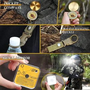 Equipo de Supervivencia en la Naturaleza, Juego de Herramientas Multifuncional de 16 Piezas, Hoja de 20 cm, Kit de Seguridad para Acampar al Aire Libre Compacto de 8.5 cm - Product Image 3