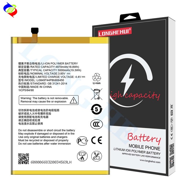 Li-ion Polymer Battery Li3849T44P8h906450 for ZTE Blade A6 A6020 A6 Lite A0622 5000mAh 3.85V